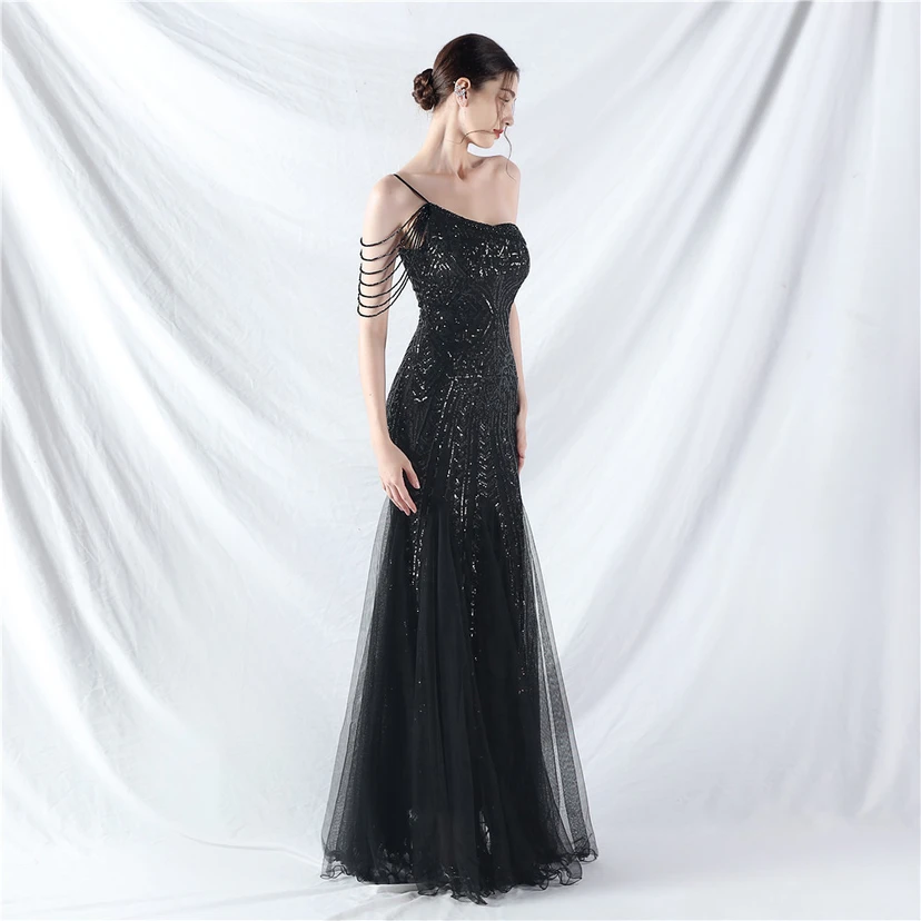 Robe de soirée haut de gamme ornée de perles de positionnement, de fleurs et de broderies en tulle. view 55