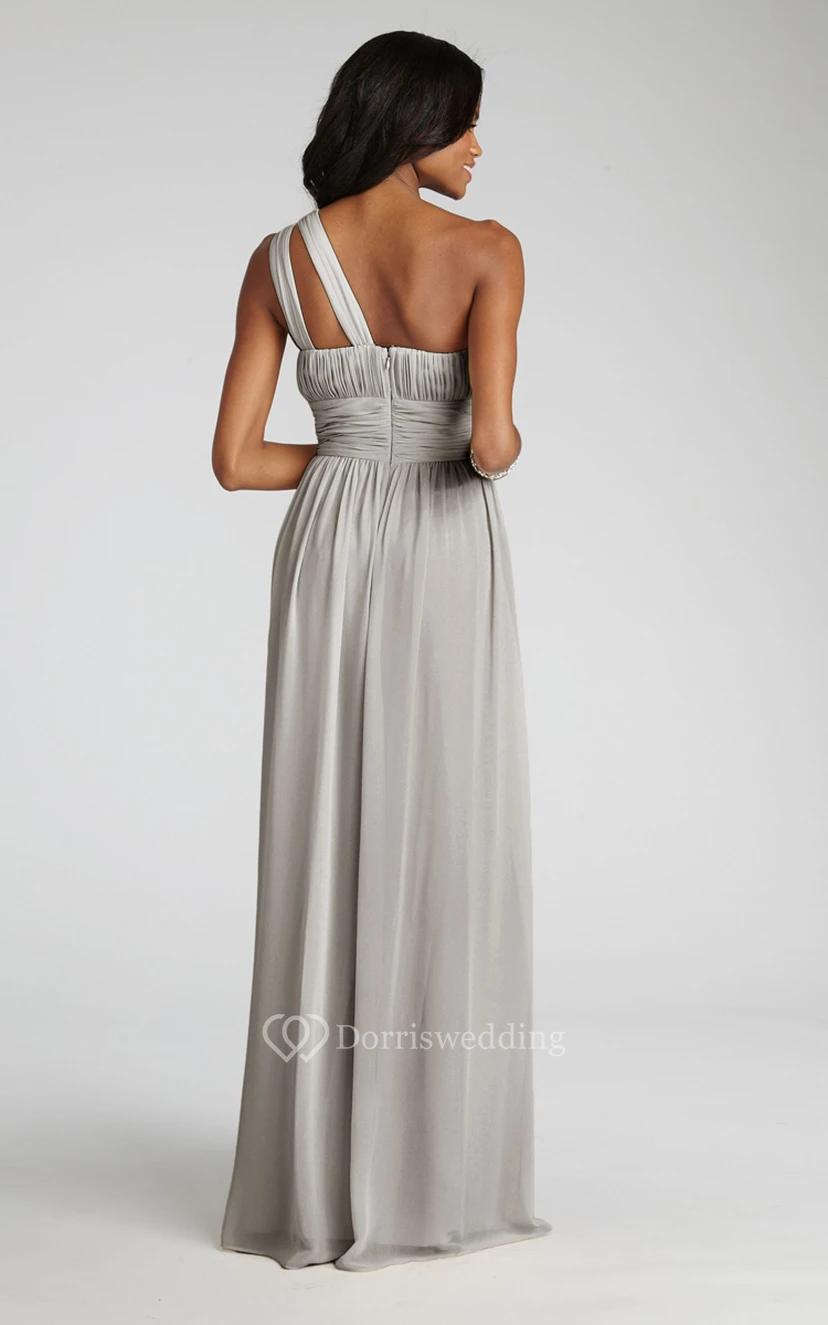 Long-Chiffon Modern One-Shoulder Dress With Ruching view 26