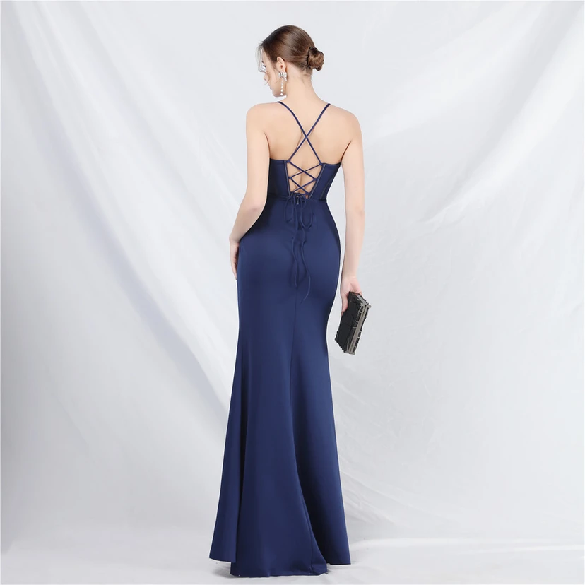 Palace Herringbone Vest High-End Sling Evening Dress view 6
