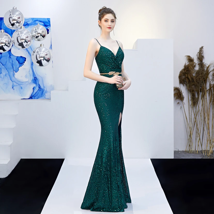 Märchenhaftes, verträumtes Promi-Party-, sexy, langes, schlankes Abendkleid mit Meerjungfrauenschnitt view 12