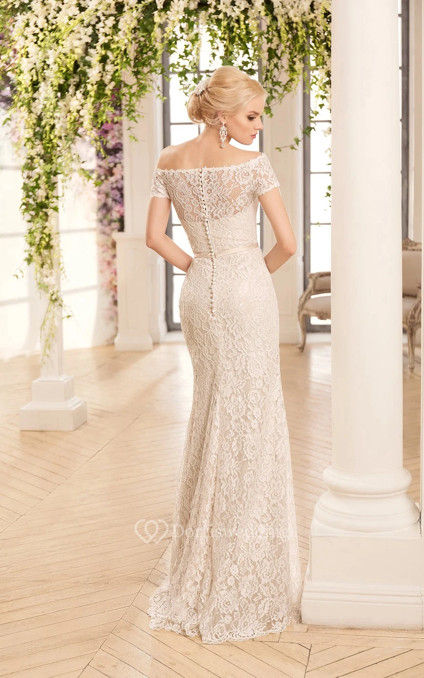 Robe fourreau maxi en dentelle illusion épaules dénudées view 2