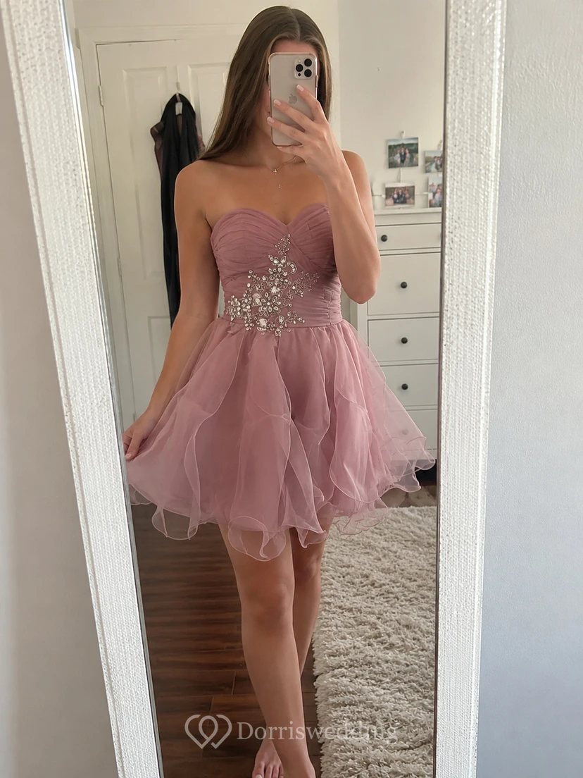 Sweetheart Short Dress With Beadings and Ruffles view 9