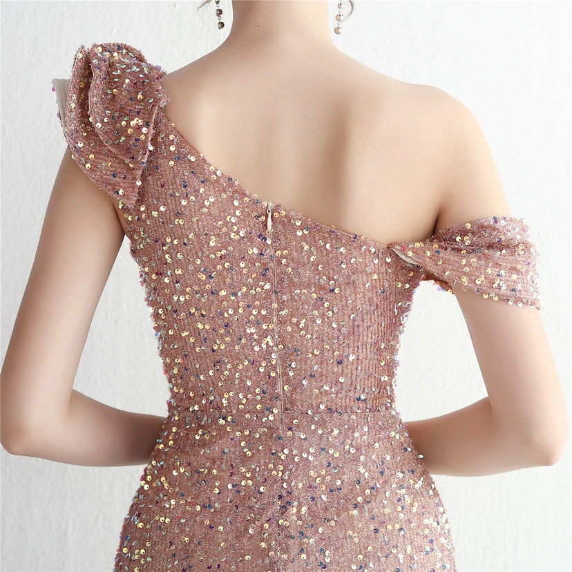 Imitation, handgefertigt, Pailletten, schulterfrei, Dankeschön-Bankett, schmaler Meerjungfrauenrock, Hochzeitsauto-Modellausstellung, Prominentenbankett view 43