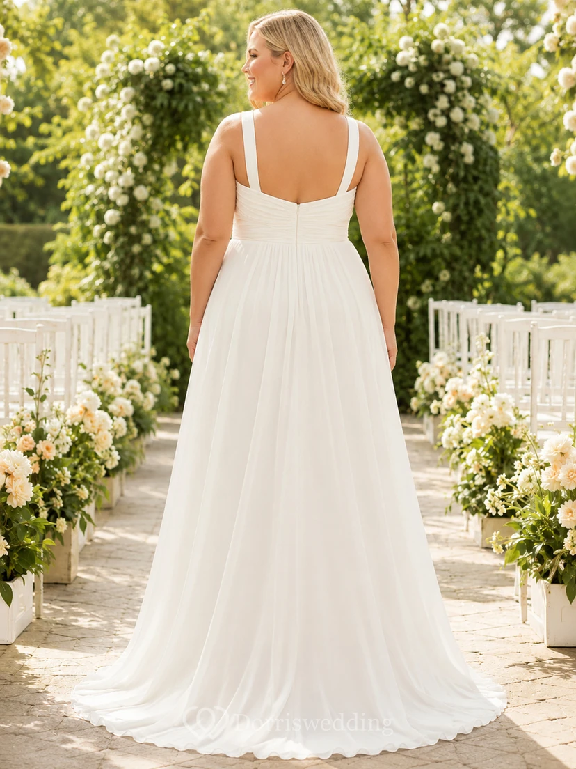 Plus Size Sweetheart Chiffon Outdoor Bridal A Line Gown view 2