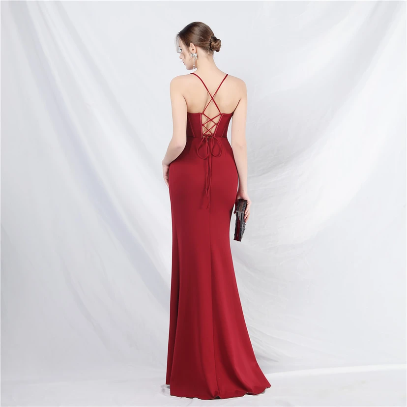 Palace Herringbone Vest High-End Sling Evening Dress view 29