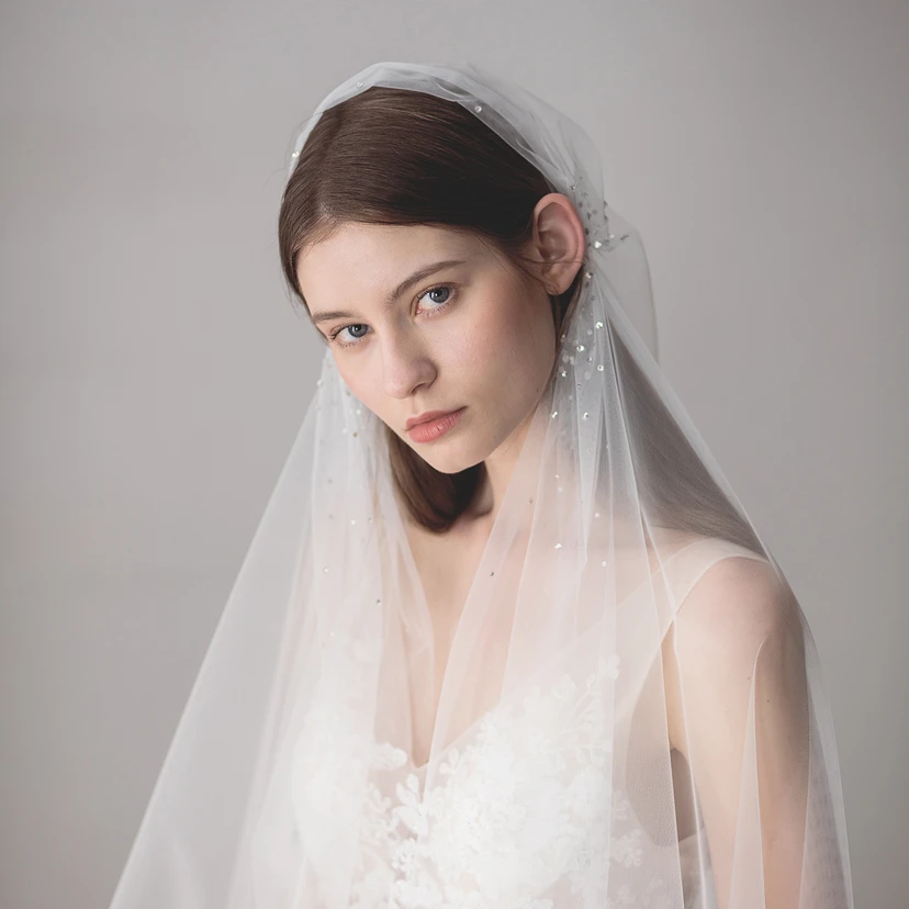 Original Beautiful White Fingertip Bridal Veil view 2