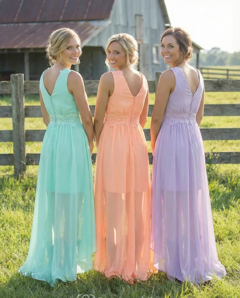 Chiffon-Abendkleid mit asymmetrischem Saum und offenem Rücken, hochgeschlossen view 2