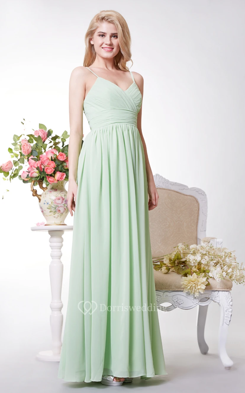 Sexy V-neck A-line Pleated Chiffon Gown view 4