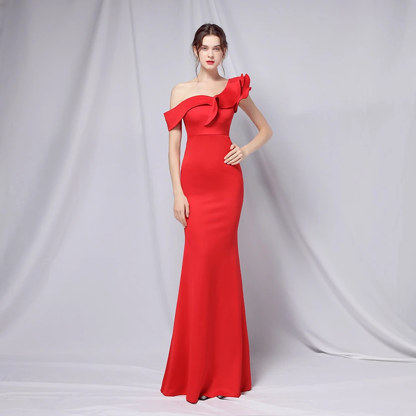 Sechsfarbiges, einseitig schulterfreies Abendkleid für festliche Anlässe, langes, elegantes, figurbetontes und sexy Meerjungfrauenkleid view 31