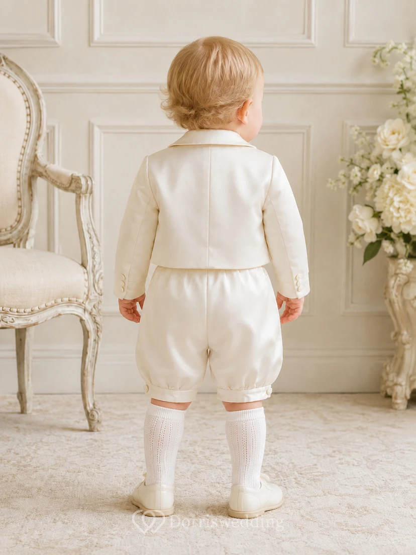 Ivory Jacket Pintuck Trouser Formal Baptism Christening Suit for Baby Boy view 2
