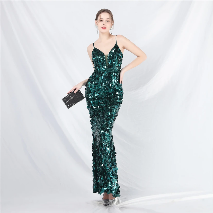 Robe de soirée longue à bretelles haut de gamme view 5