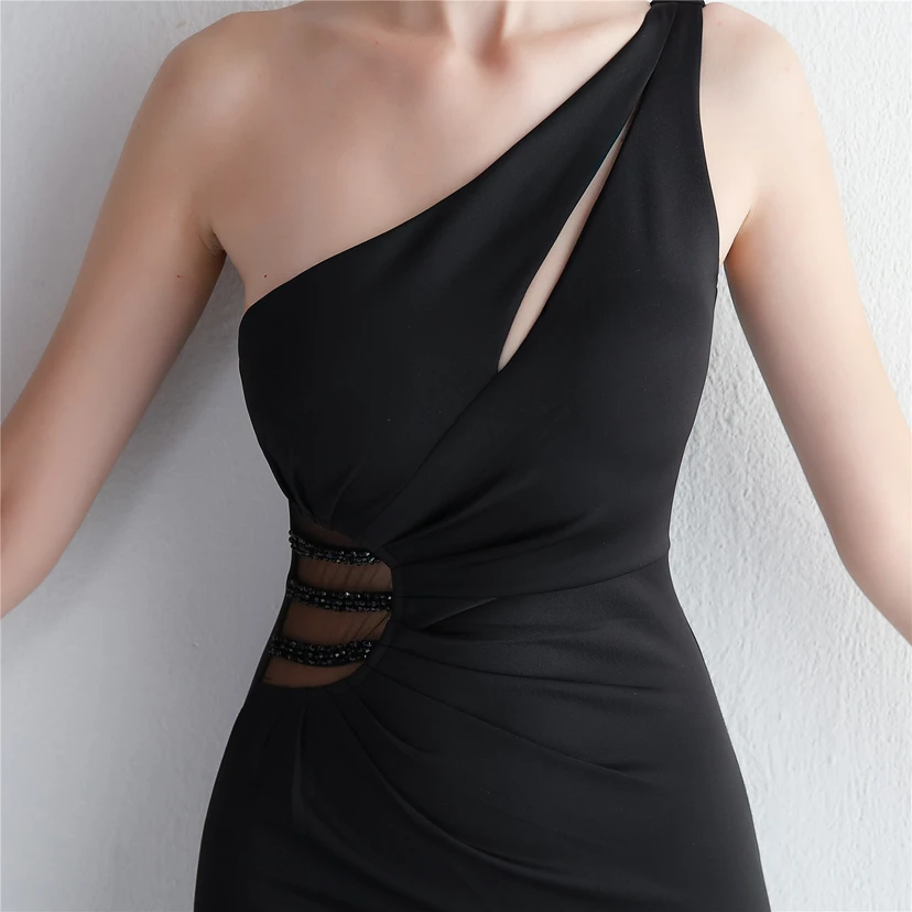 Pressing Beading Craft Toast Dress Long One Shoulder Thank You Banquet Slim Fishtail Skirt Wedding Car Model Exhibition view 71