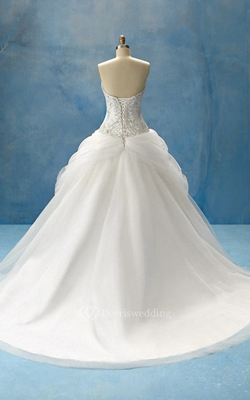 Unique Ball Gown With Lace Up Back And Beaded Bodice view 2