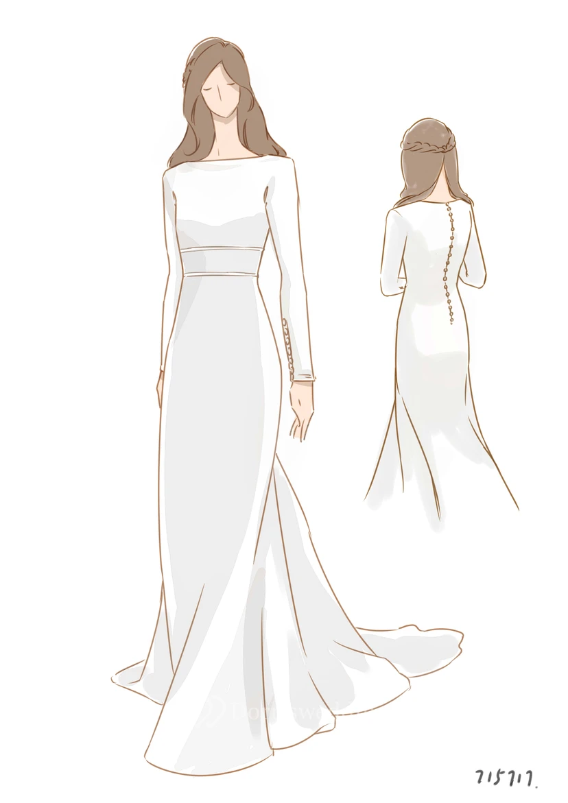 Modest Long Sleeve White Wedding Dress | Simple Formal Temple Lds Bridal Gown view 4