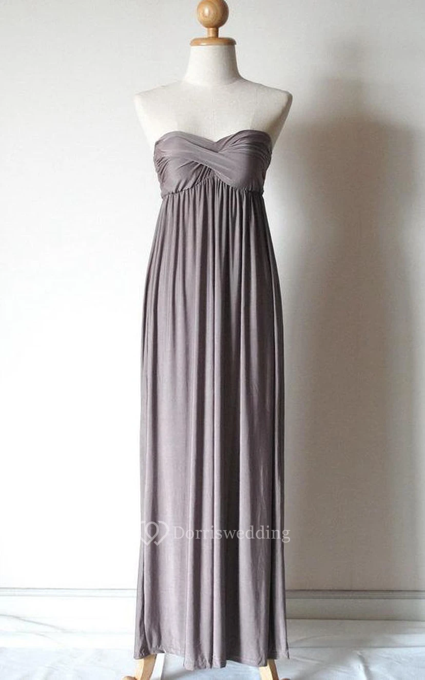 Strapless Silver Grey Chiffon Dress