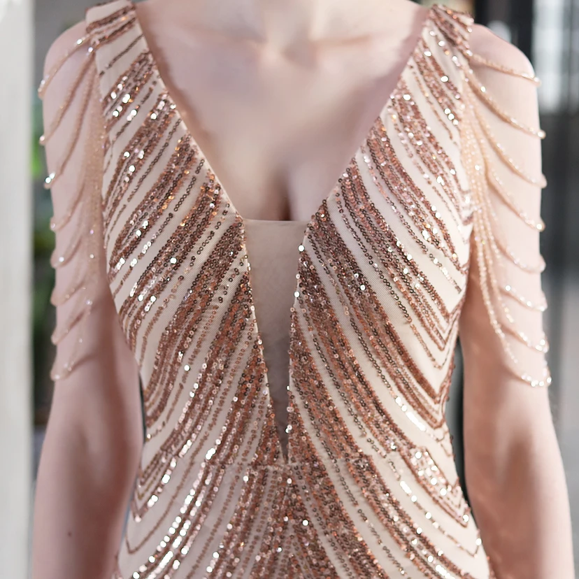 Paillettenbesetztes Meerjungfrauenkleid für Auftritte, Internet-Promi-Events, Bankette, Automodelle, Etikette, Abendkleid view 9