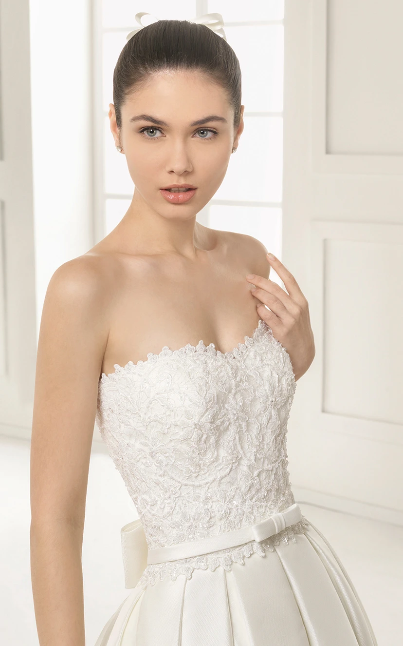 Sweetheart Satin Unique Ball Gown With Watteau Train view 3
