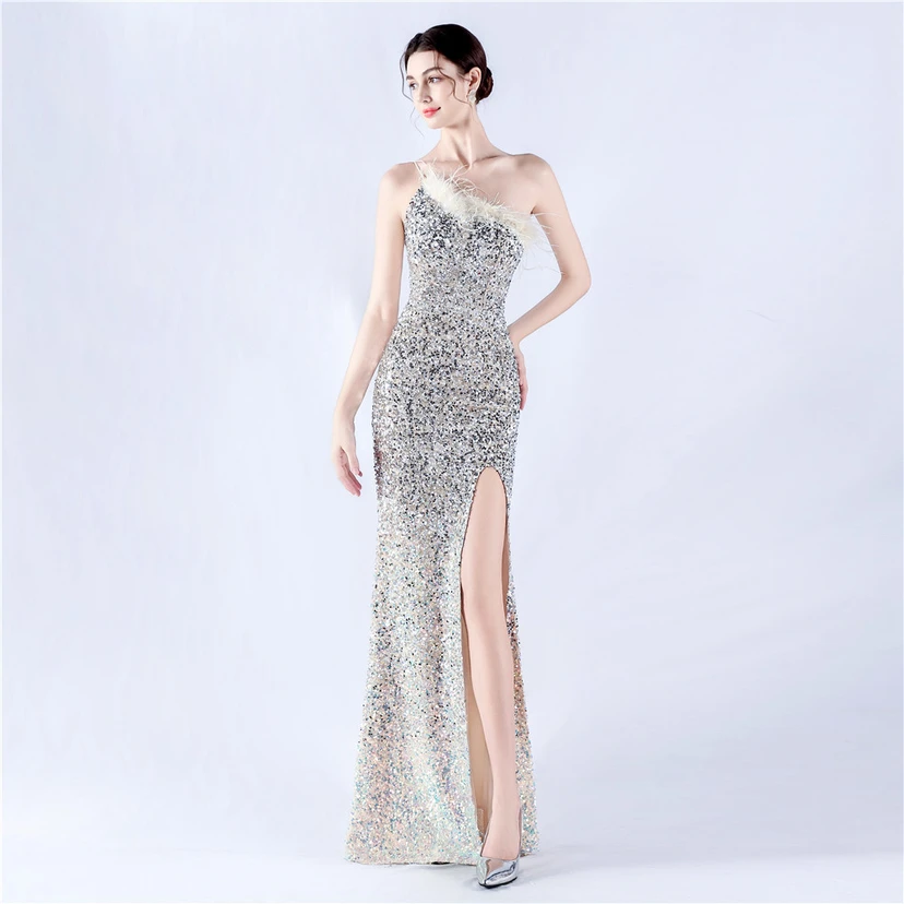Robe de soirée en satin à baleines ornée de diamants et de fleurs, taille haute, pour réunion annuelle et mariage view 12