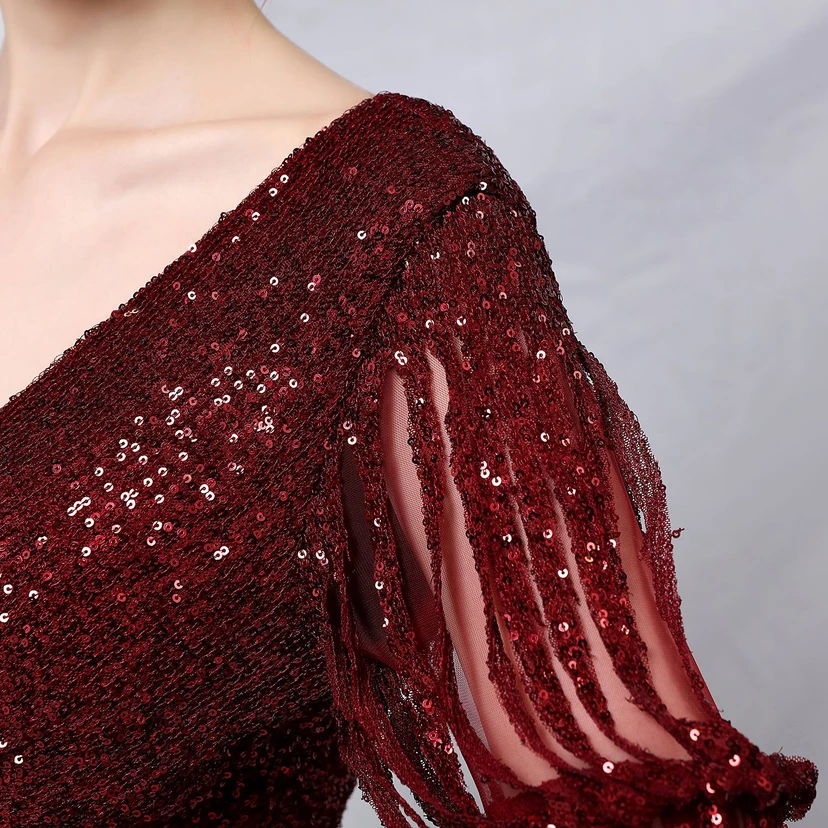 Elegantes, langärmeliges Paillettenkleid im Meerjungfrauenstil mit Meerjungfrauenschnitt – perfekt für festliche Anlässe. view 8