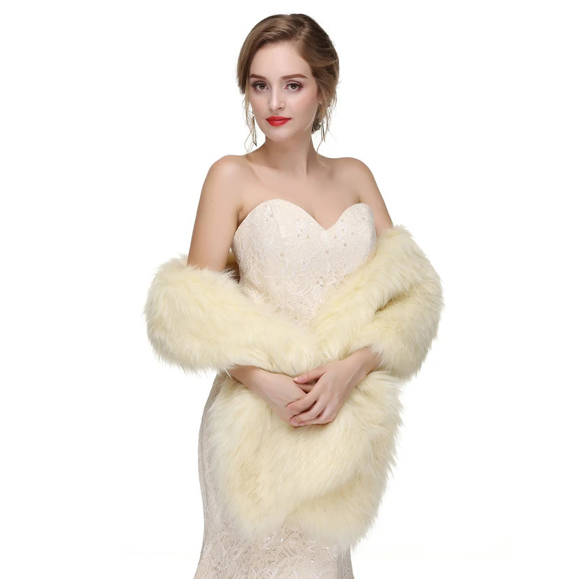 Bridal Winter Warm Wool Cape Fur Wedding Dress Fox Fur Waistcoat view 34