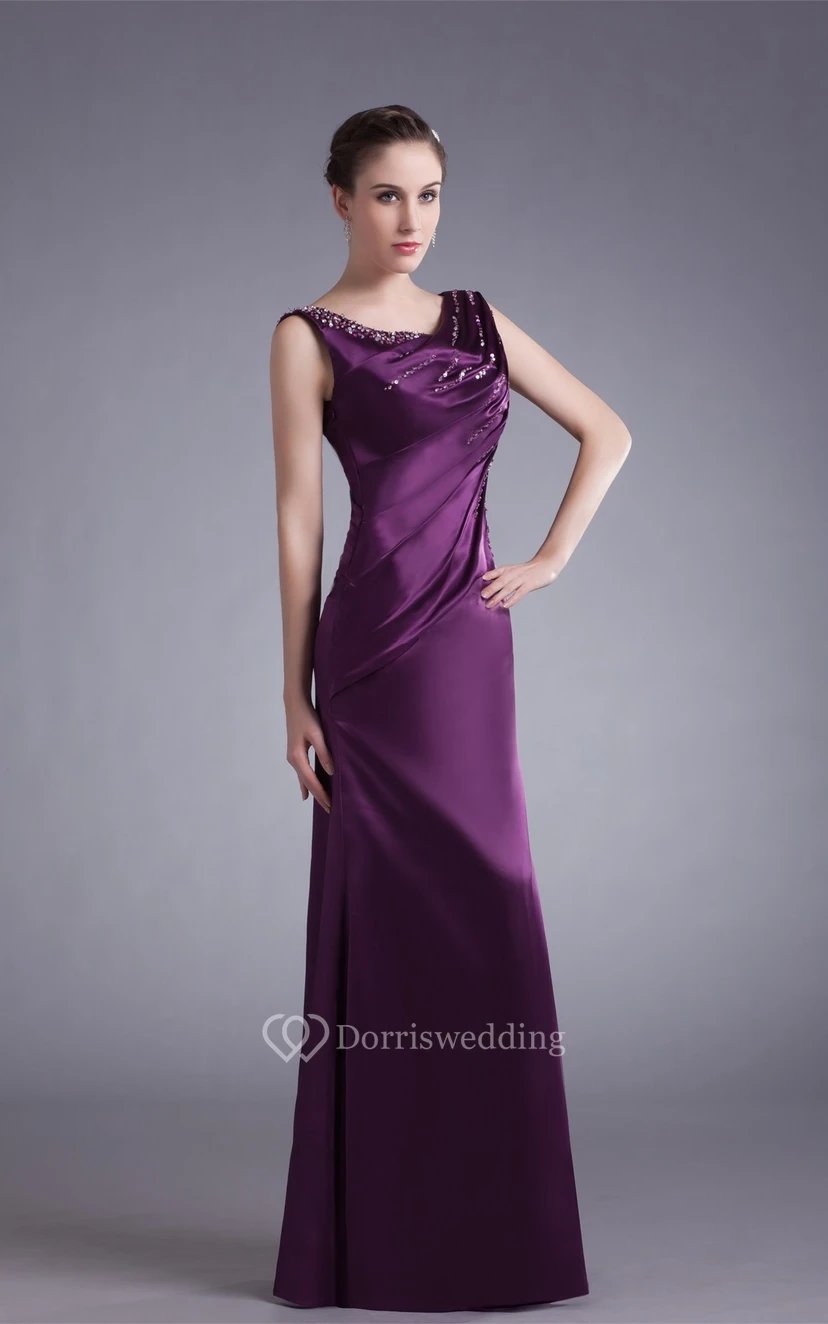 Robe longue sans manches en satin avec effet stress view 3