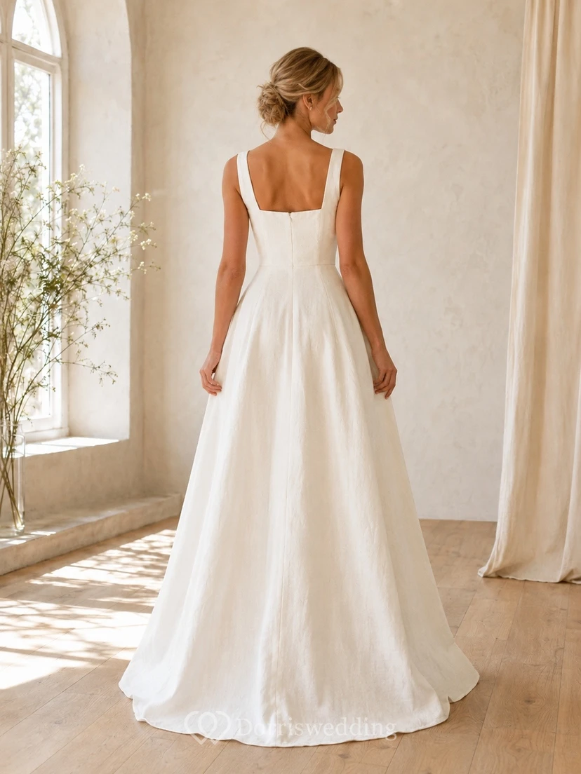 Sheath Draped Sweep Train Bridal Ceremony Wedding Dress Formal view 2