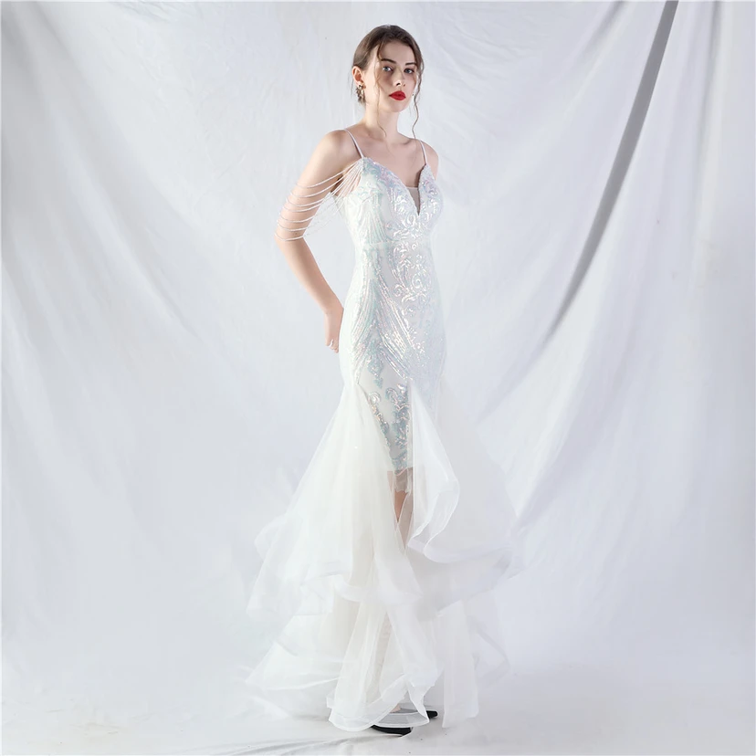 Handgefertigte Perlen, festes Netz, Positionierungsblumenperlen, Spleißnetz, heißes Tanz-Feier-Performance-Kleid view 14