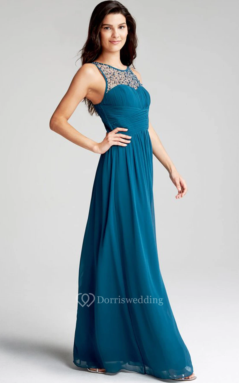 Scoop Neckline Modest A-Line Gown With Squared Back view 43