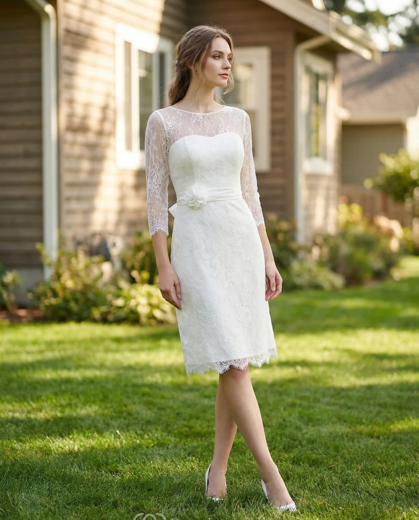 Beaded Lace & Sequin A-Line Short Dress