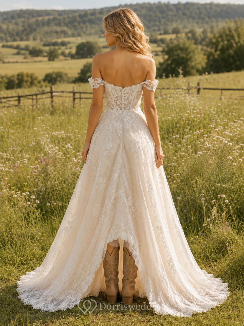 Robe de mariée de maternité à col en V et manches longues, coupe trapèze simple en mousseline view 2