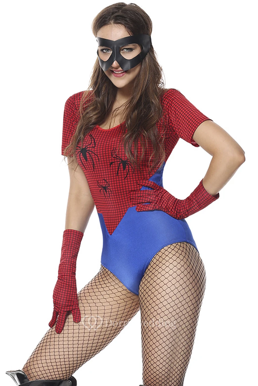 Naughty Blue And Red Spider Man T-shirt Teddy Lingerie With Gloves view 2