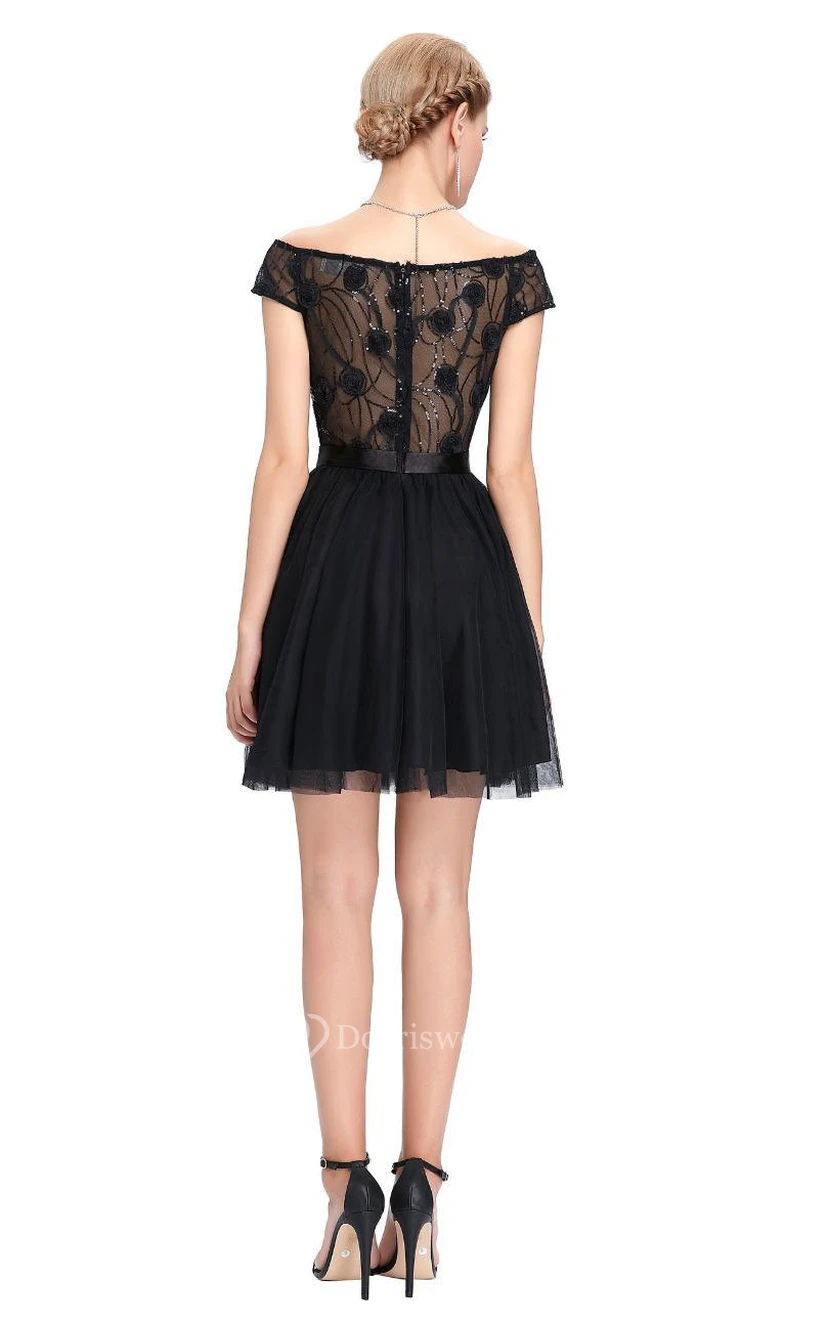 Sequin Luxury  Off-the-shoulder Short Tulle Dresses view 2
