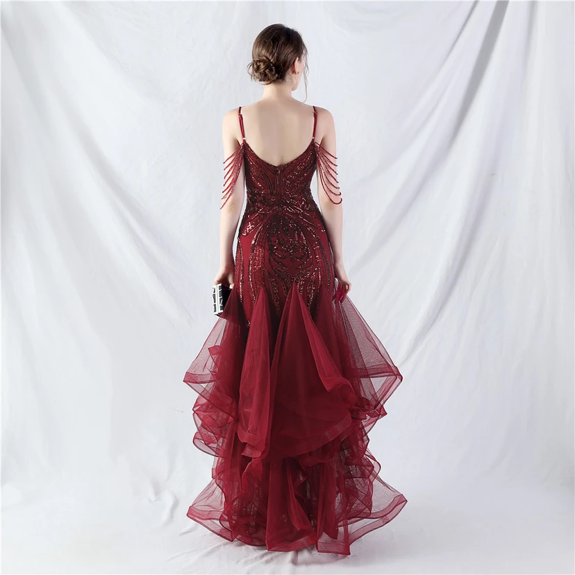 Handgefertigte Perlen, festes Netz, Positionierungsblumenperlen, Spleißnetz, heißes Tanz-Feier-Performance-Kleid view 26
