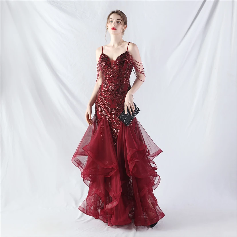 Handgefertigte Perlen, festes Netz, Positionierungsblumenperlen, Spleißnetz, heißes Tanz-Feier-Performance-Kleid view 25