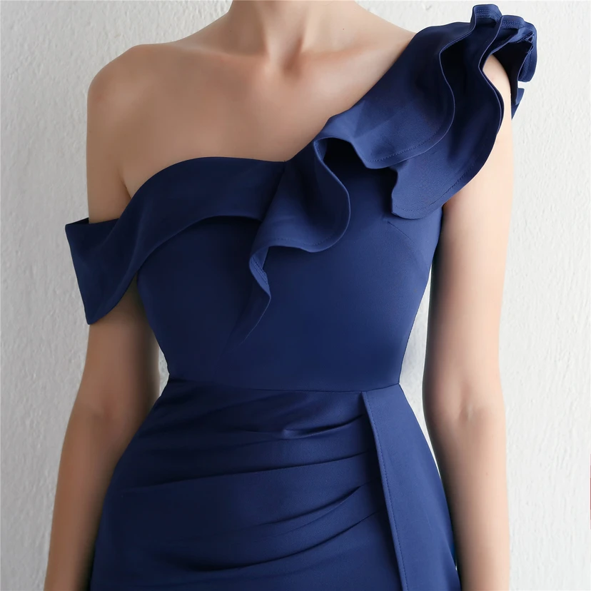 6 Farben One Shoulder Bankett Abendkleid Mode Party Langes Elegantes Schlankes Sexy Meerjungfrauenkleid view 8