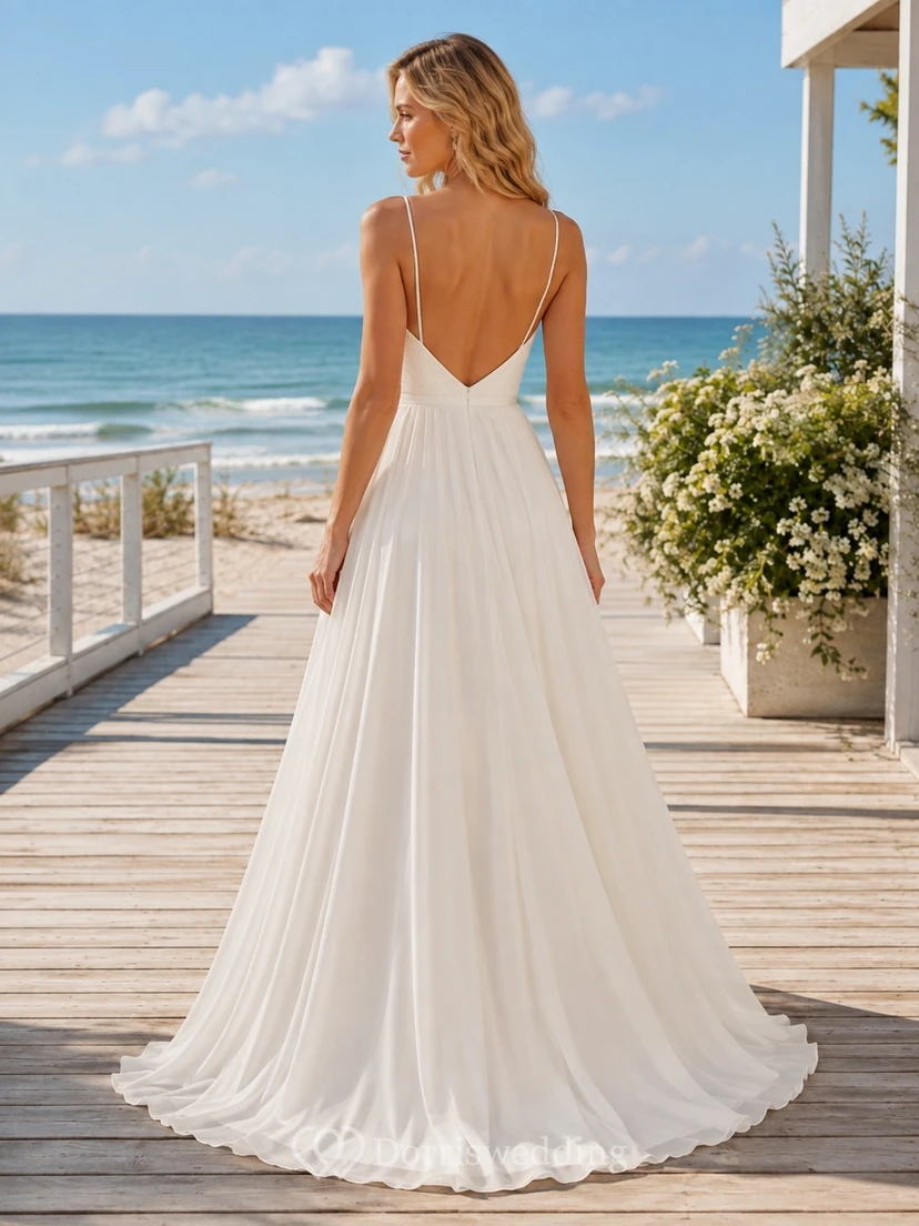 Vestido de novia sencillo, formal, sin mangas, con escote corazón y corte en A. view 2