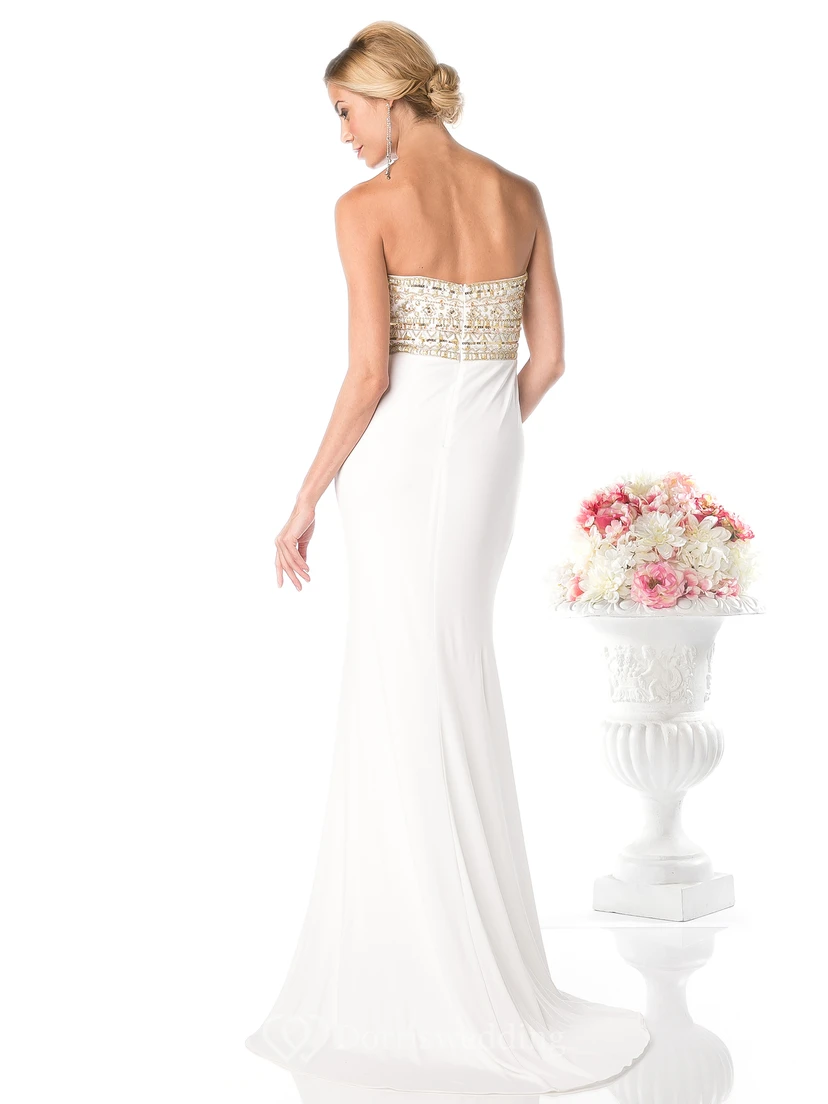 Sheath Strapless Sleeveless Jersey Backless Dress With Beading view 2