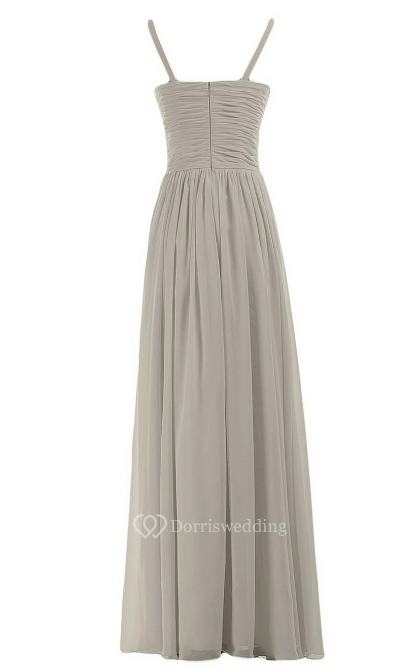 Sleeveless V-neck Chiffon Dress With Crisscross Ruching view 12
