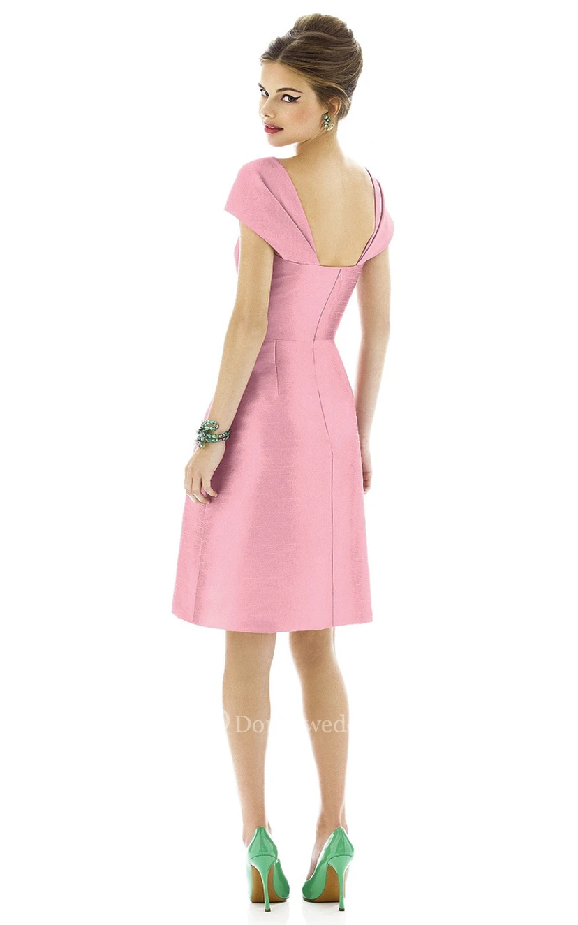 A-Line Chic Satin Short Dress With Short Sleeves view 3