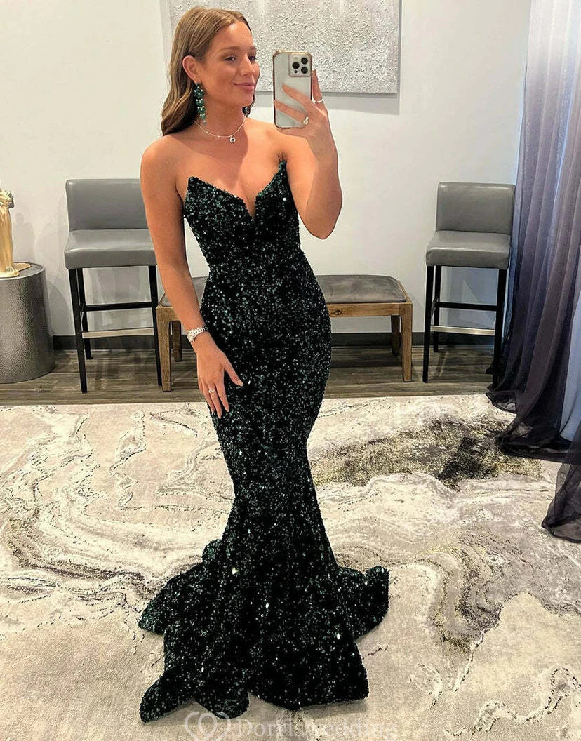 Meerjungfrauen-Kleid mit Pailletten und Perlen view 6