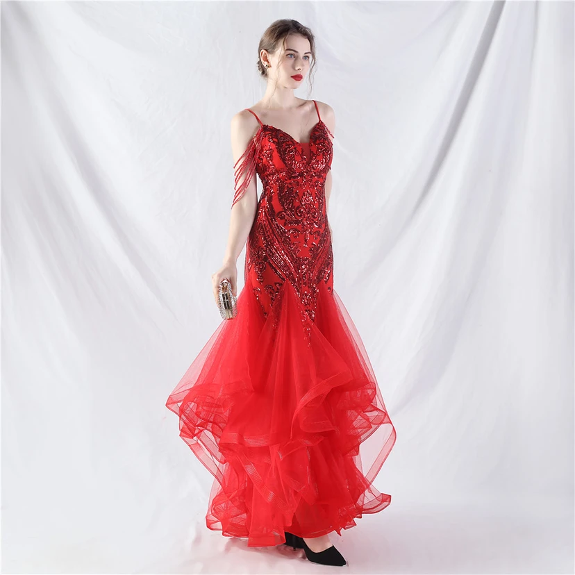 Handgefertigte Perlen, festes Netz, Positionierungsblumenperlen, Spleißnetz, heißes Tanz-Feier-Performance-Kleid view 35