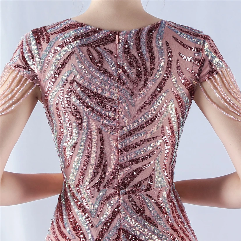 A-Line Big Swing Dress Skirt Encrypted Sequined Craft Beaded Evening Dress view 16