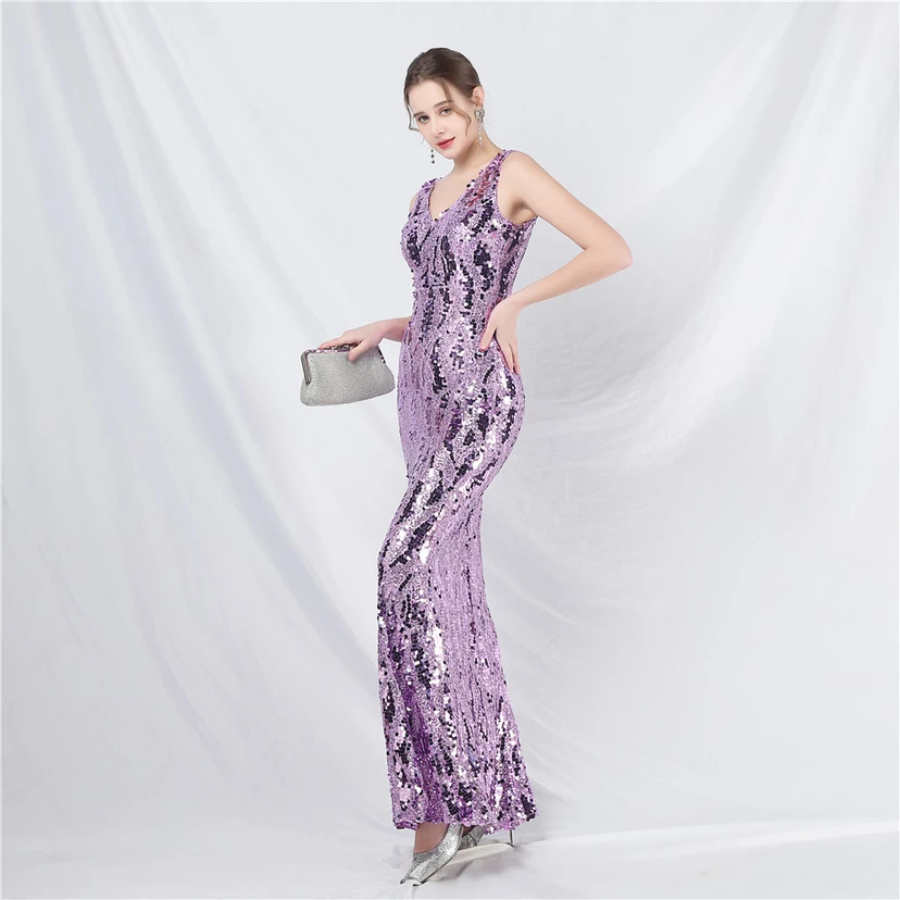 Robe de soirée longue à sequins irisés, nouvelle création view 28