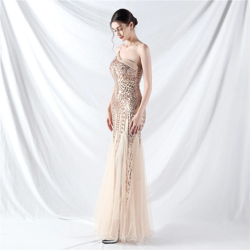 Robe de soirée haut de gamme ornée de perles de positionnement, de fleurs et de broderies en tulle. view 15