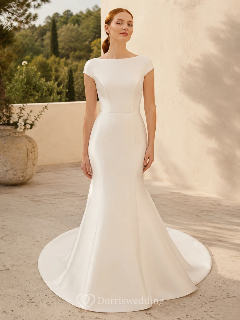 Chiffon Wedding Dress A-Line V-Neck Sleeveless Floor Length Bridal Gown