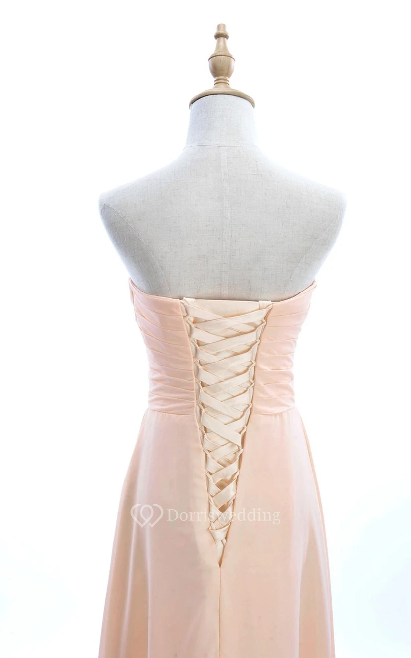 Sweetheart Criss-cross Chiffon A-line Dress With Lace-up Back view 25