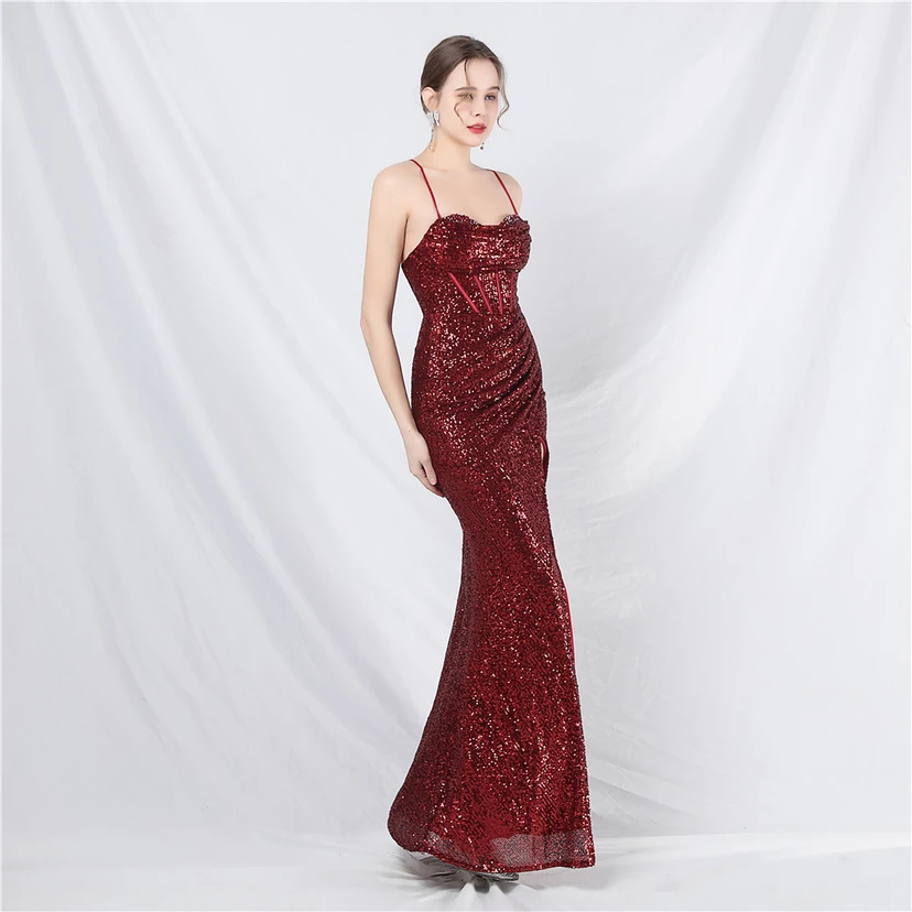 Palace Style Fishbone Waist Heavy Beading High-End Evening Dress view 12