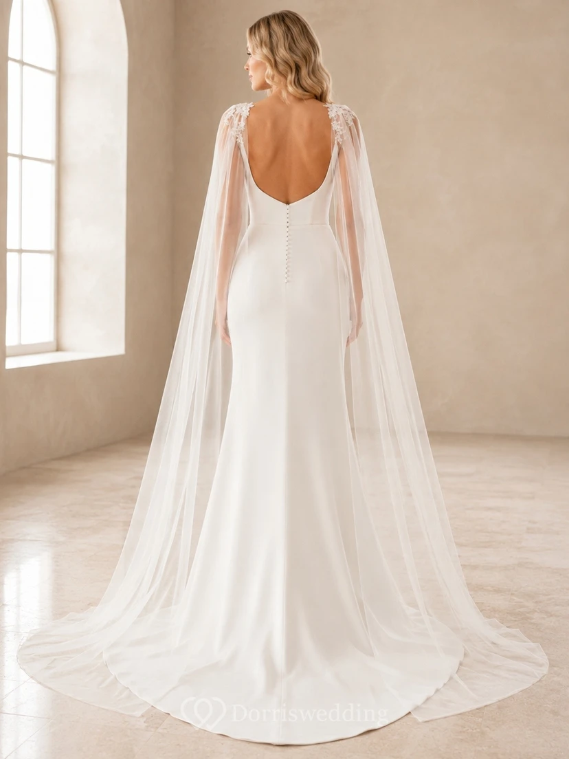 Modest High Neck Bridal Classic Wedding Dress A-Line Tulle view 2