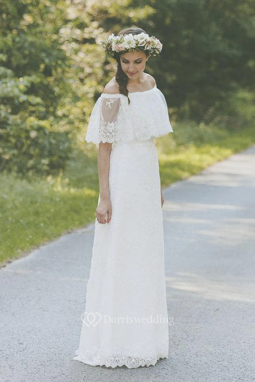 Robe de mariée vintage bohème en dentelle légère