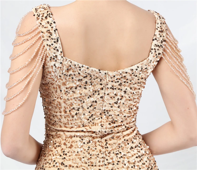 Velvet Handmade Sequined Heavy Craft Beaded Fantasy Sequined Short Skirt Evening Dress view 7